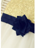 Gold Sequin Ivory Tulle Knee Length Country Flower Girl Dress